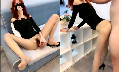 边打电话边舔屌！顶级肉丝美腿！拨开丁字裤后入爆操，前面插嘴后面假屌插穴，站立扶腰后入